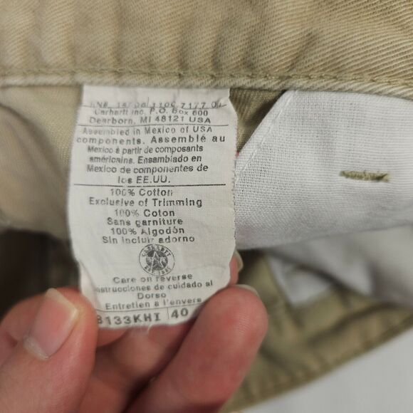 Carhartt Men's Beige Pleated Work Khaki Chino Shorts Dungarees Size 40 B133 - Picture 4 of 8